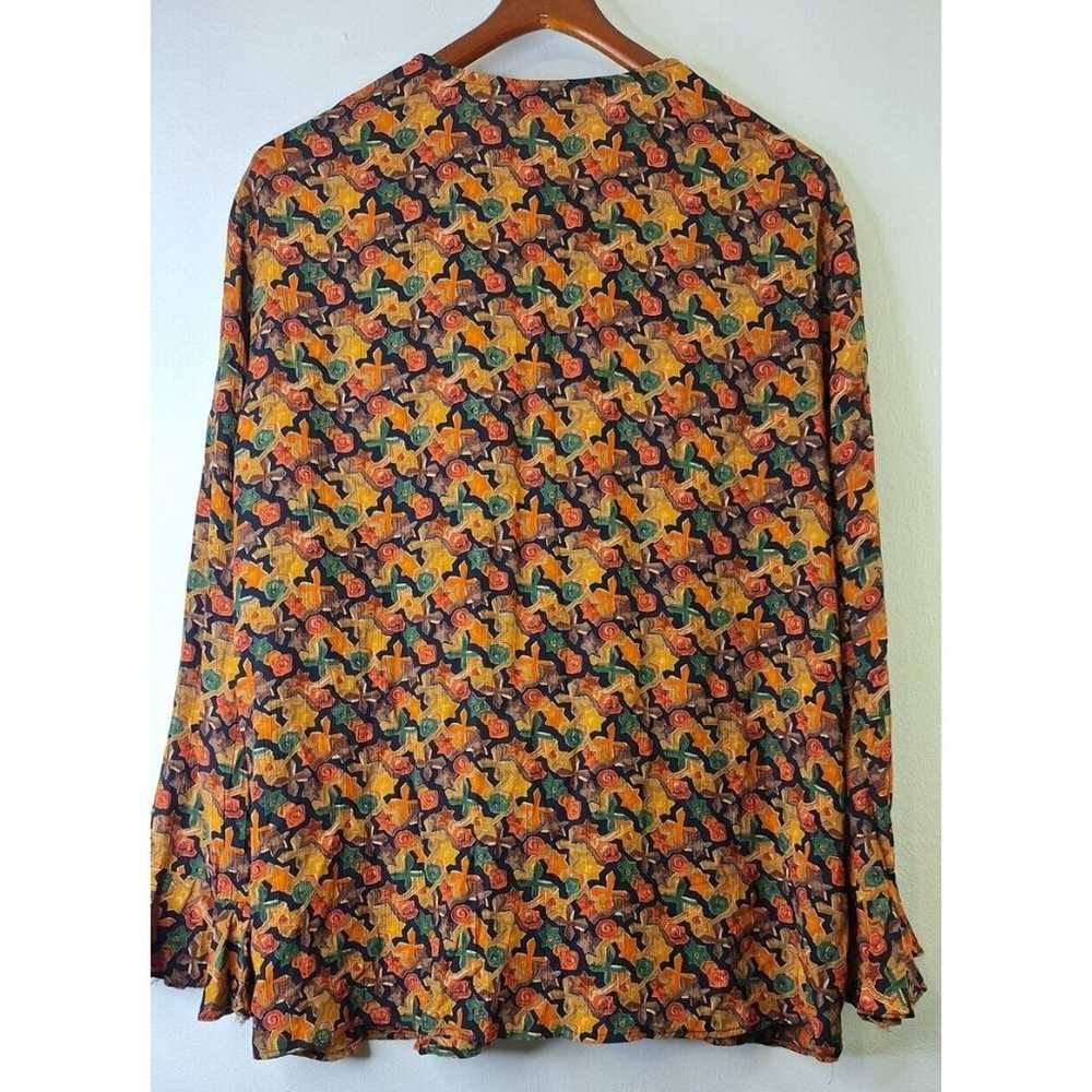 Vtg CAROL LITTLE Floral Ruffle Button Up Top Wome… - image 2