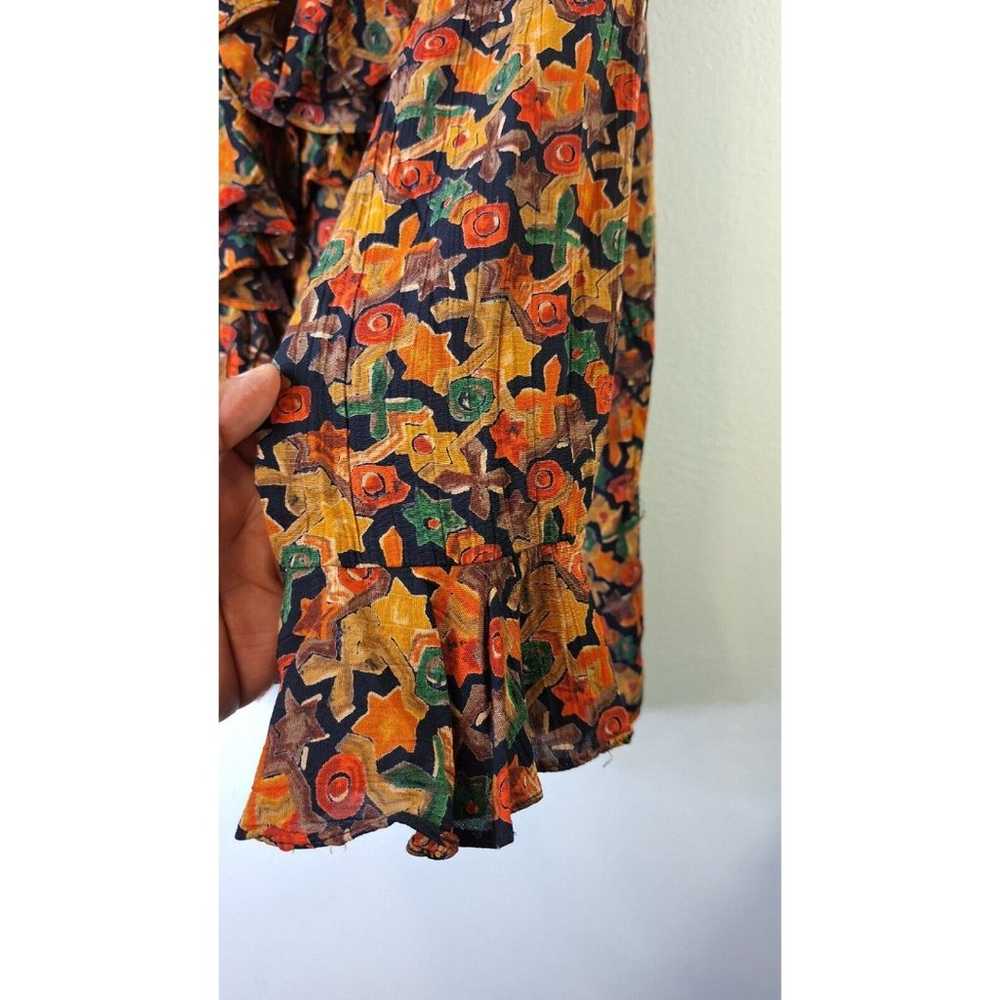 Vtg CAROL LITTLE Floral Ruffle Button Up Top Wome… - image 5