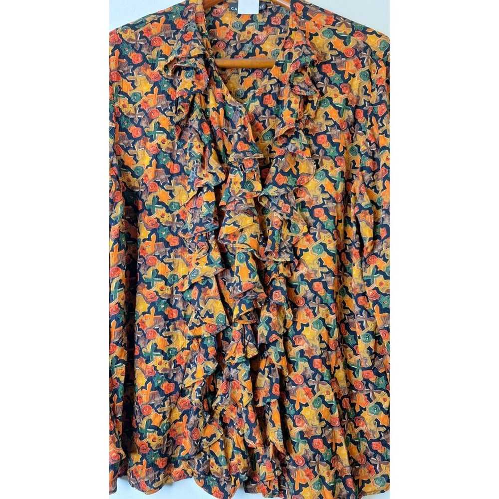 Vtg CAROL LITTLE Floral Ruffle Button Up Top Wome… - image 6