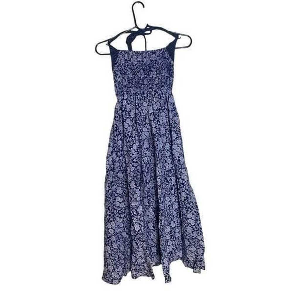 Vintage 1970's blue and white floral maxi dress - image 1