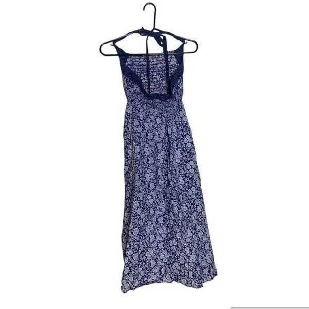 Vintage 1970's blue and white floral maxi dress - image 2