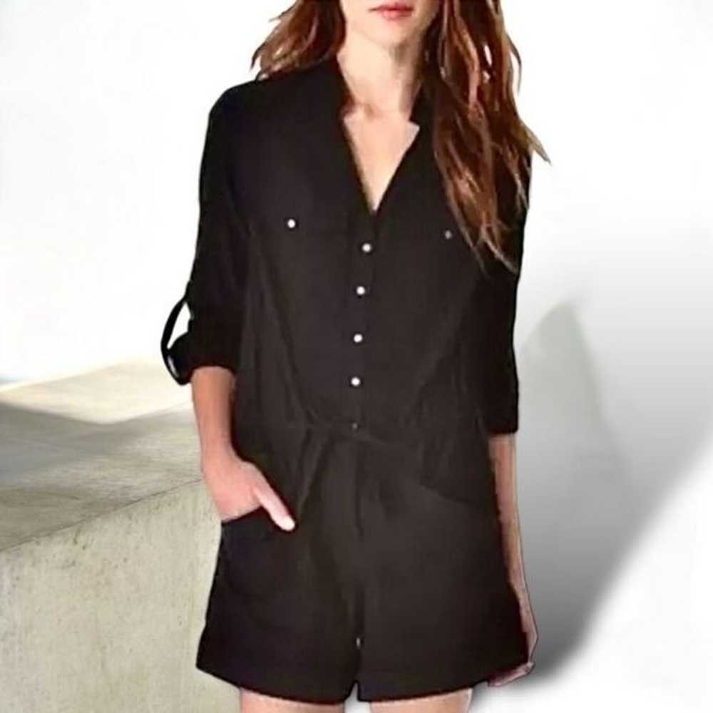 Helmut Lang Black Flannel Shirt Romper~ long slee… - image 1