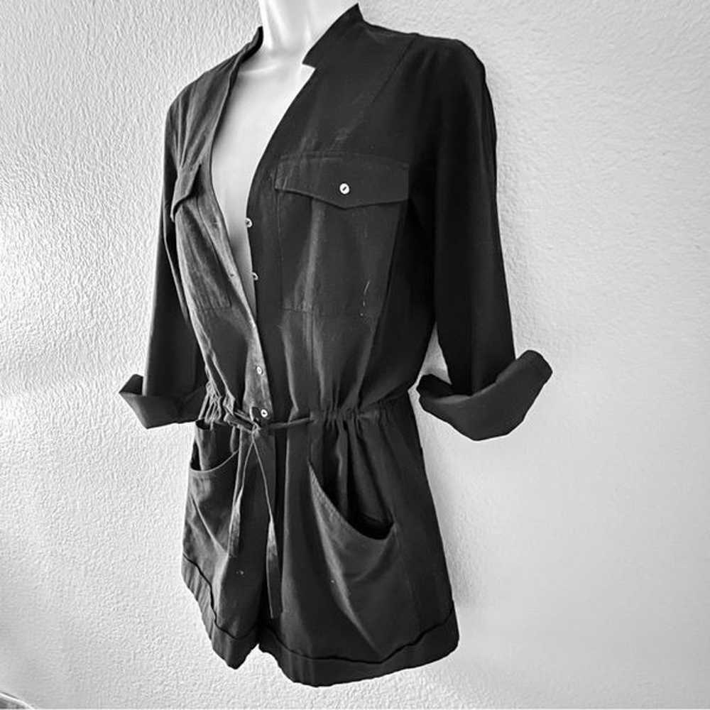 Helmut Lang Black Flannel Shirt Romper~ long slee… - image 3