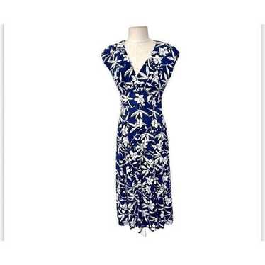 Chaps blue floral short sleeved Maxi Dress