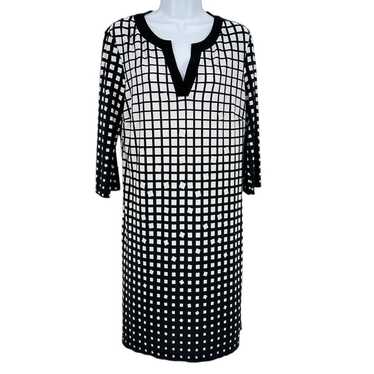 Emma & Michele Black and White Grid Print Shift D… - image 1