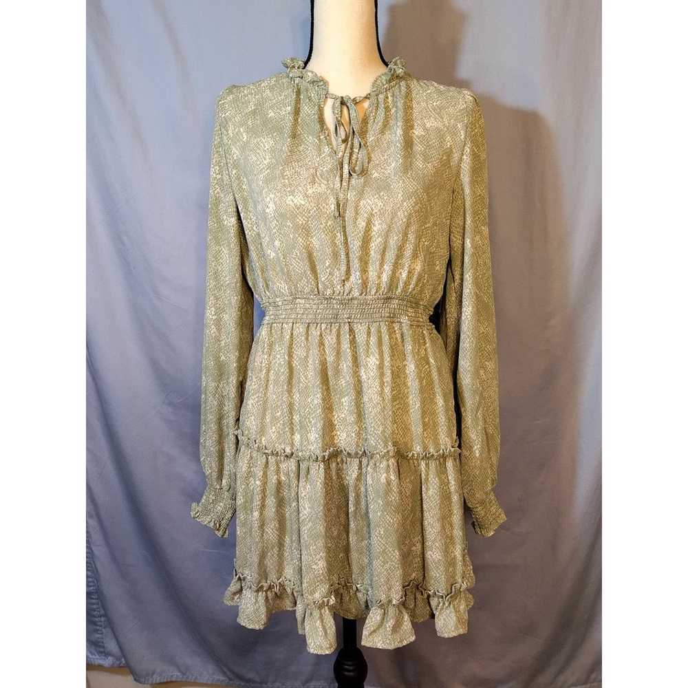 Mine Green Snakeskin Print Boho Dress - image 1