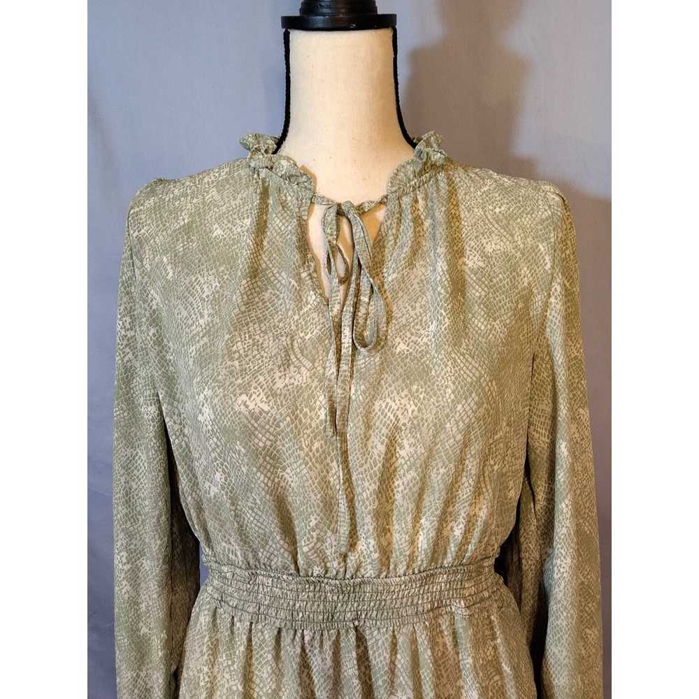 Mine Green Snakeskin Print Boho Dress - image 3