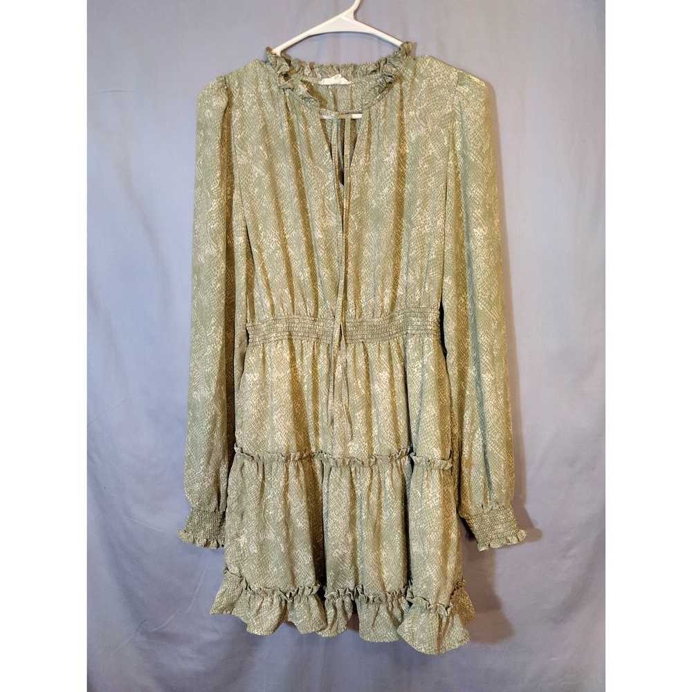 Mine Green Snakeskin Print Boho Dress - image 5