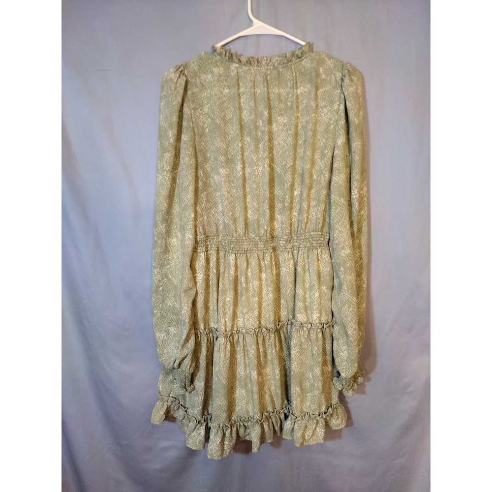 Mine Green Snakeskin Print Boho Dress - image 6