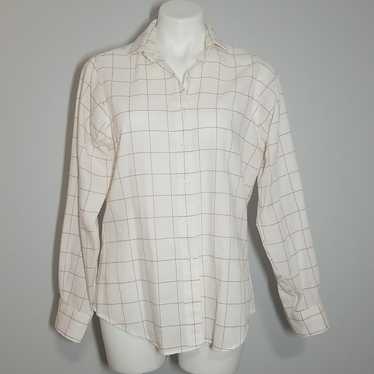 L.L. Bean Vintage Ivory and Red Windowpane Plaid B