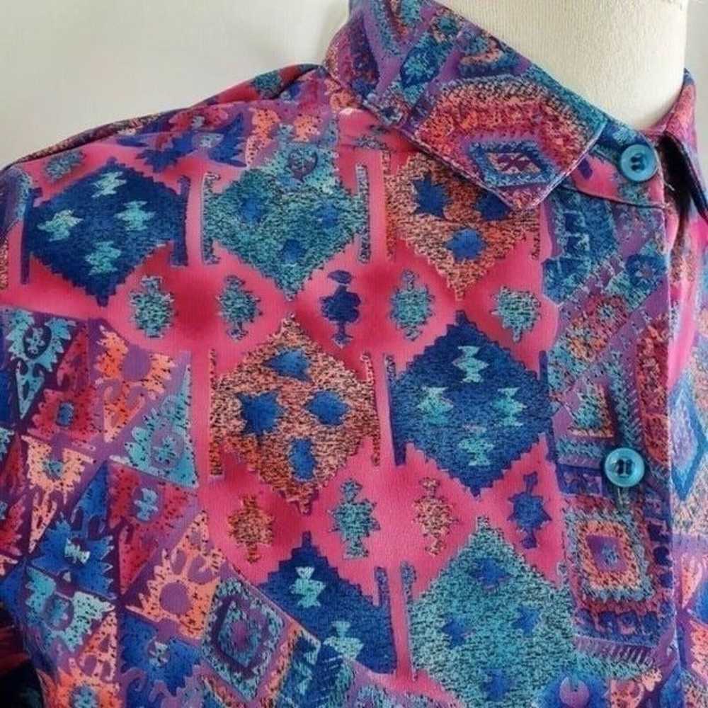 Vintage 80s Geometric Southwest Shirt Longsleeve … - image 4