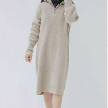 UNIQLO Beige Knit Dress M - image 1