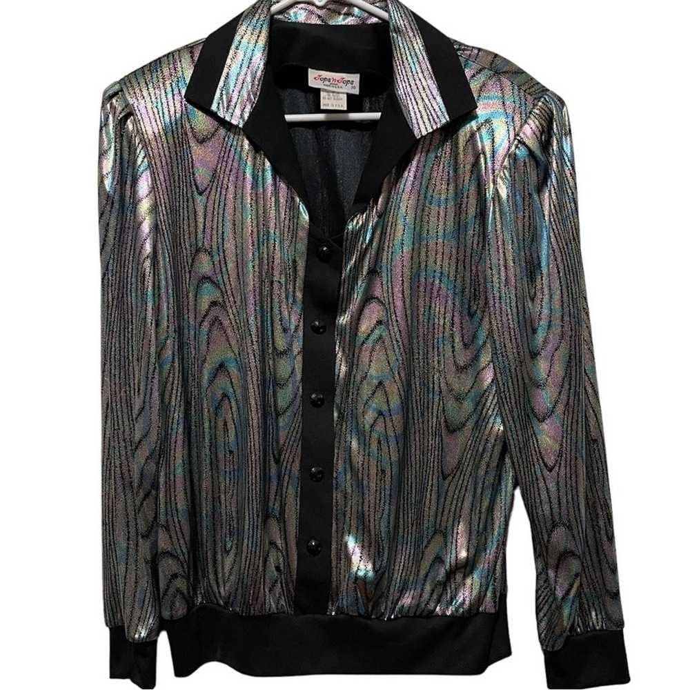 Vintage Tops 'n Tops Iridescent Long Sleeve Blous… - image 7