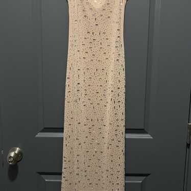 Nude sparkling midi dress