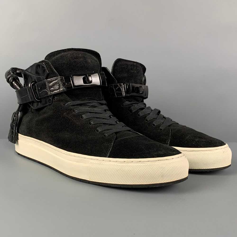 Buscemi 100MM Black Embossed Suede High Top Sneak… - image 2