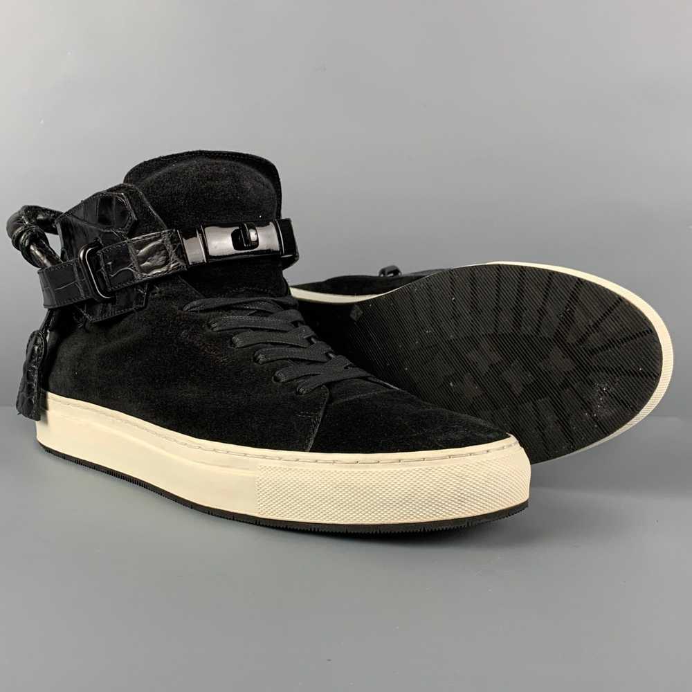 Buscemi 100MM Black Embossed Suede High Top Sneak… - image 3