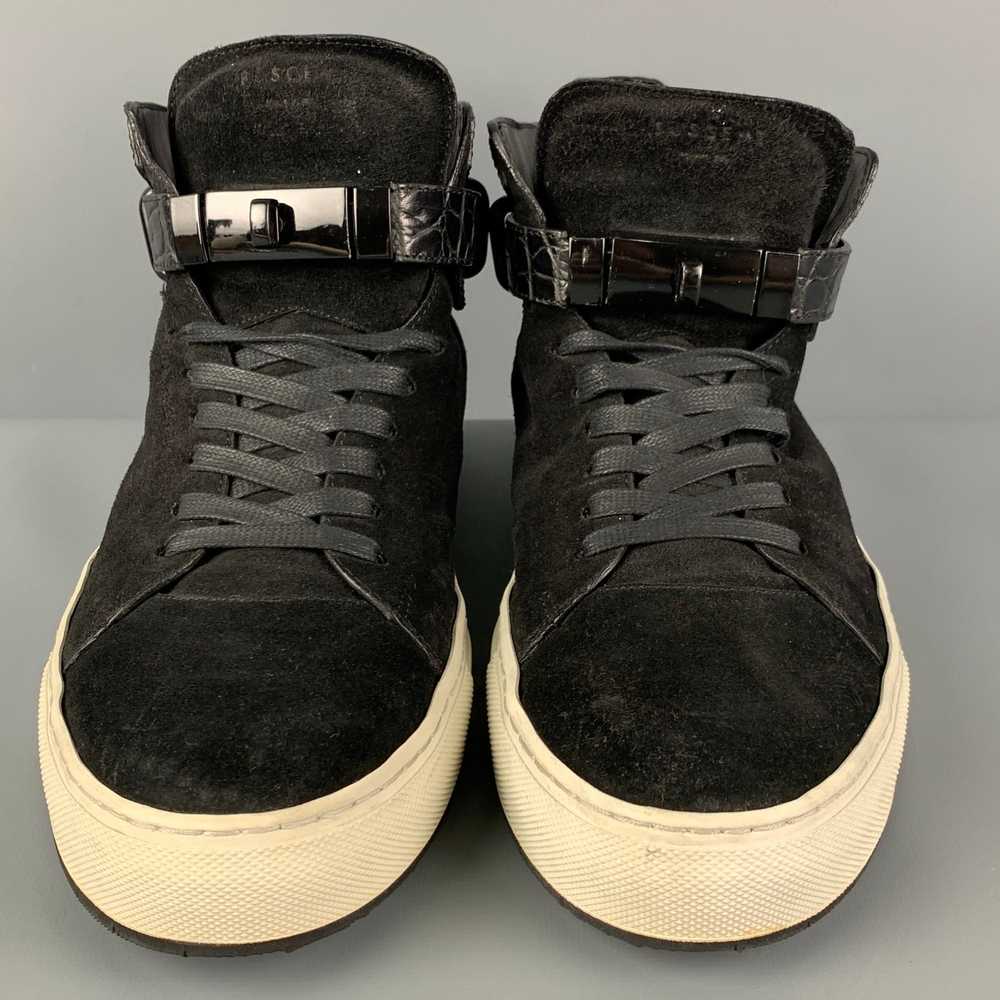 Buscemi 100MM Black Embossed Suede High Top Sneak… - image 4