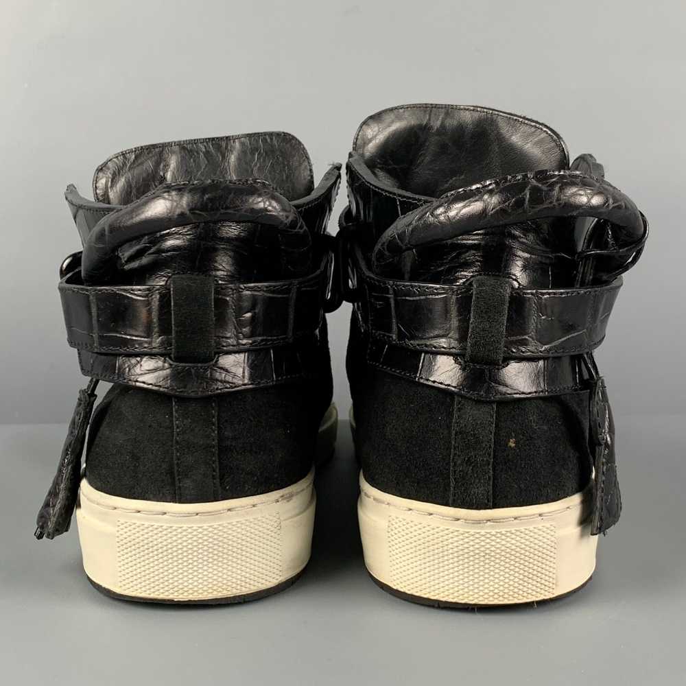 Buscemi 100MM Black Embossed Suede High Top Sneak… - image 5