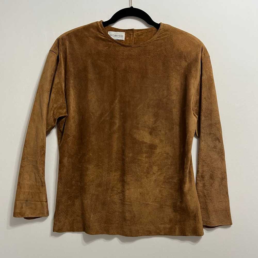 Vintage Brown Suede Leather Top and A Line Skirt … - image 2