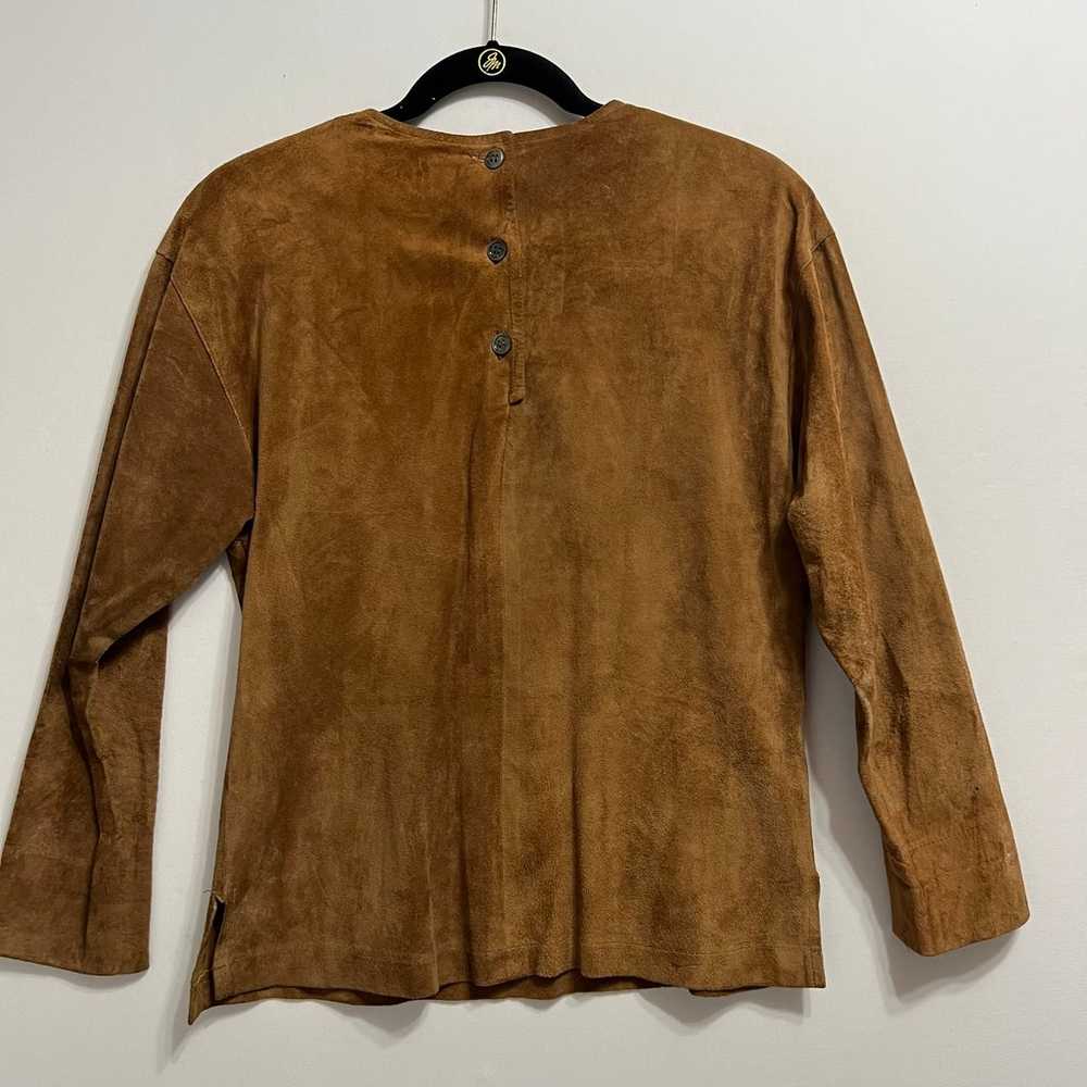 Vintage Brown Suede Leather Top and A Line Skirt … - image 3