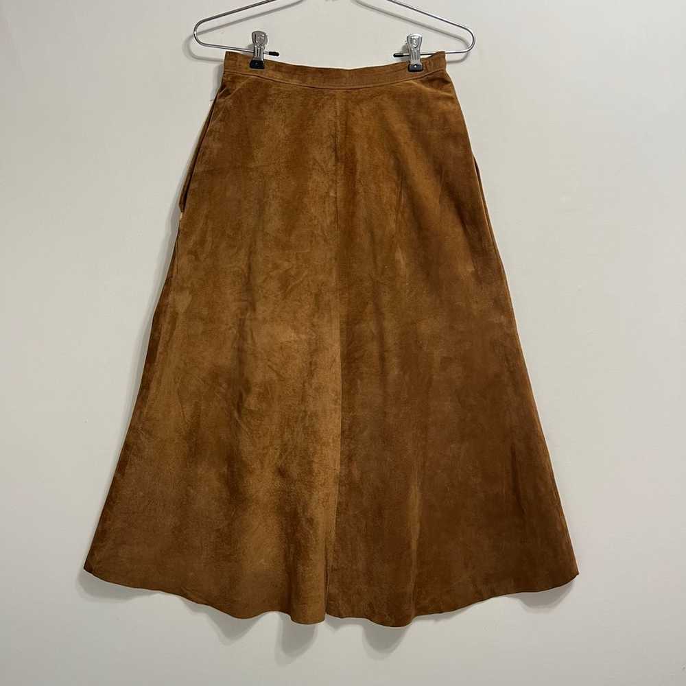 Vintage Brown Suede Leather Top and A Line Skirt … - image 5