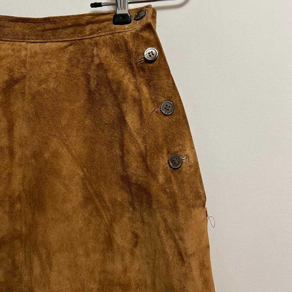 Vintage Brown Suede Leather Top and A Line Skirt … - image 6