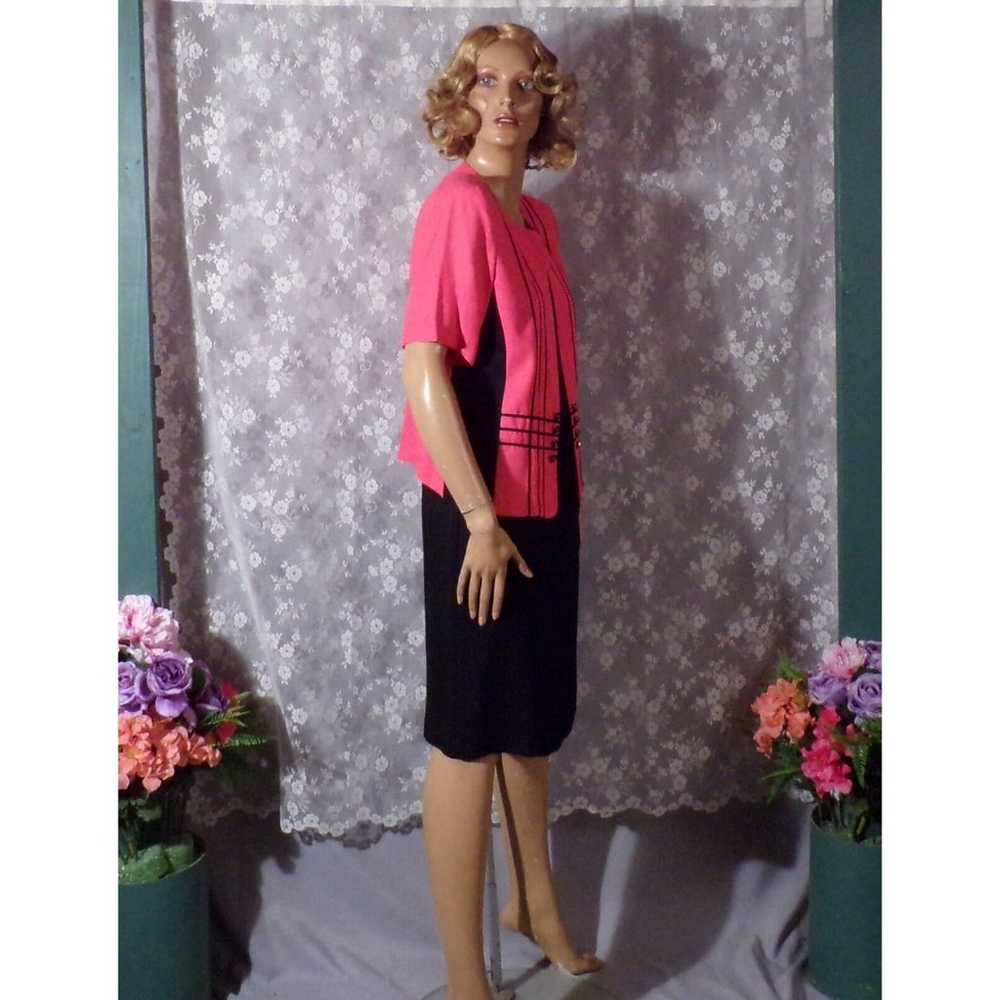 Vintage 80s Dress & Jacket Set 1980s Pink and Bla… - image 3