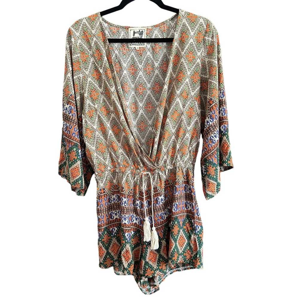 JAASE | Boho Printed Wide Sleeve Tie Waist Faux W… - image 1