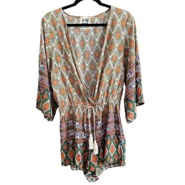 JAASE | Boho Printed Wide Sleeve Tie Waist Faux W… - image 1