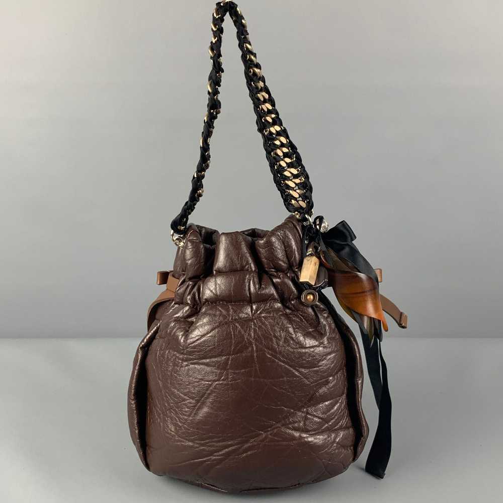 Marni MARNI Brown Black Wrinkled Rhinestones Leat… - image 1