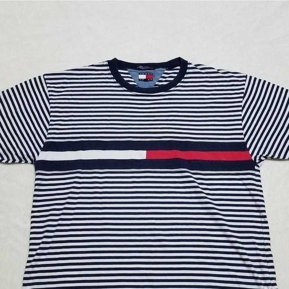 Vintage Tommy Hilfiger Blue Striped Flag Crew Tee - image 8