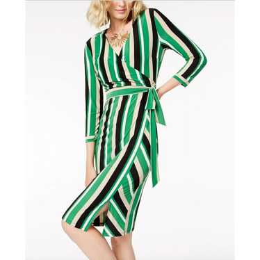 INC International Concepts Green Stripe Faux Wrap… - image 1