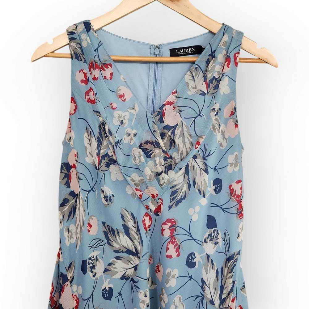 Lauren Ralph Lauren Blue Floral Flowy Sleeveless … - image 2