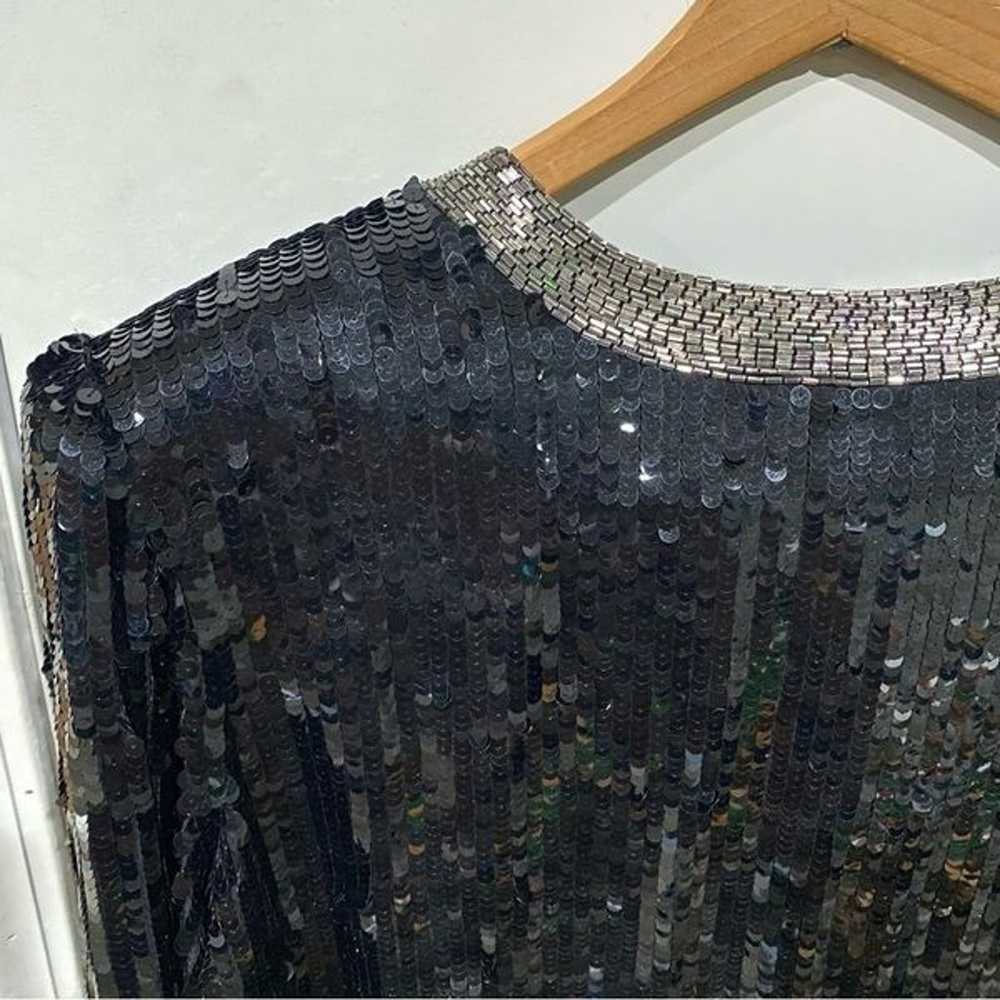 Vintage Argenti Plus 100% Silk Beaded Sequin Blou… - image 2