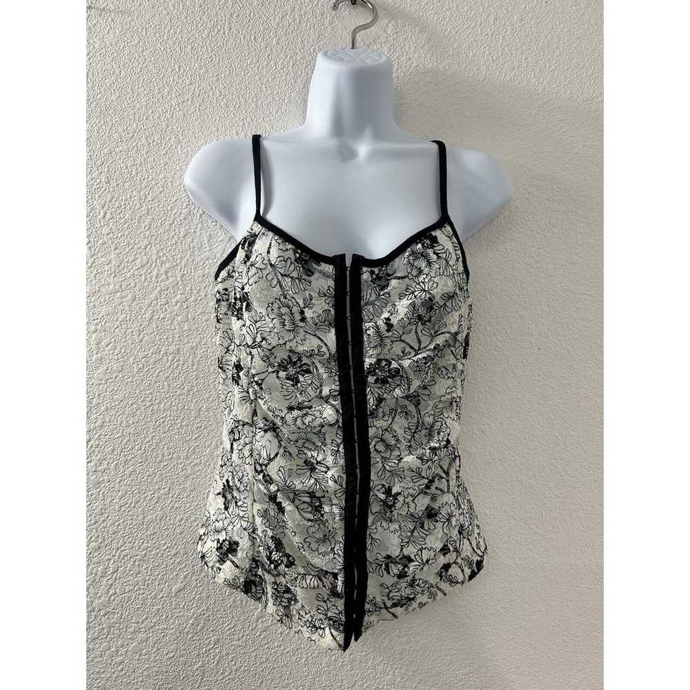 Free People Black & White Floral Sheer Lace Bonda… - image 1