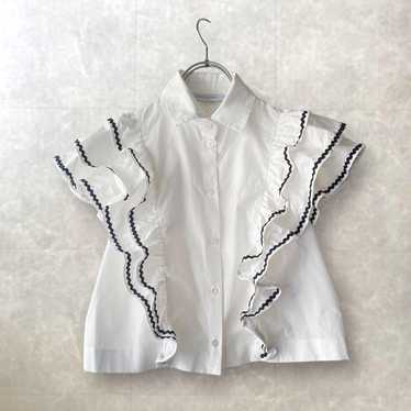 MAISON KITSUNE Frill Puff Top Blouse White - image 1