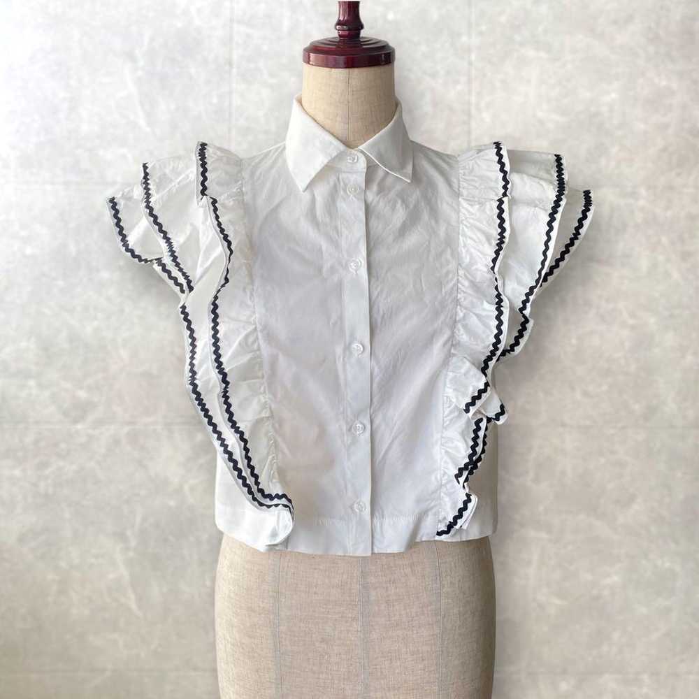 MAISON KITSUNE Frill Puff Top Blouse White - image 3