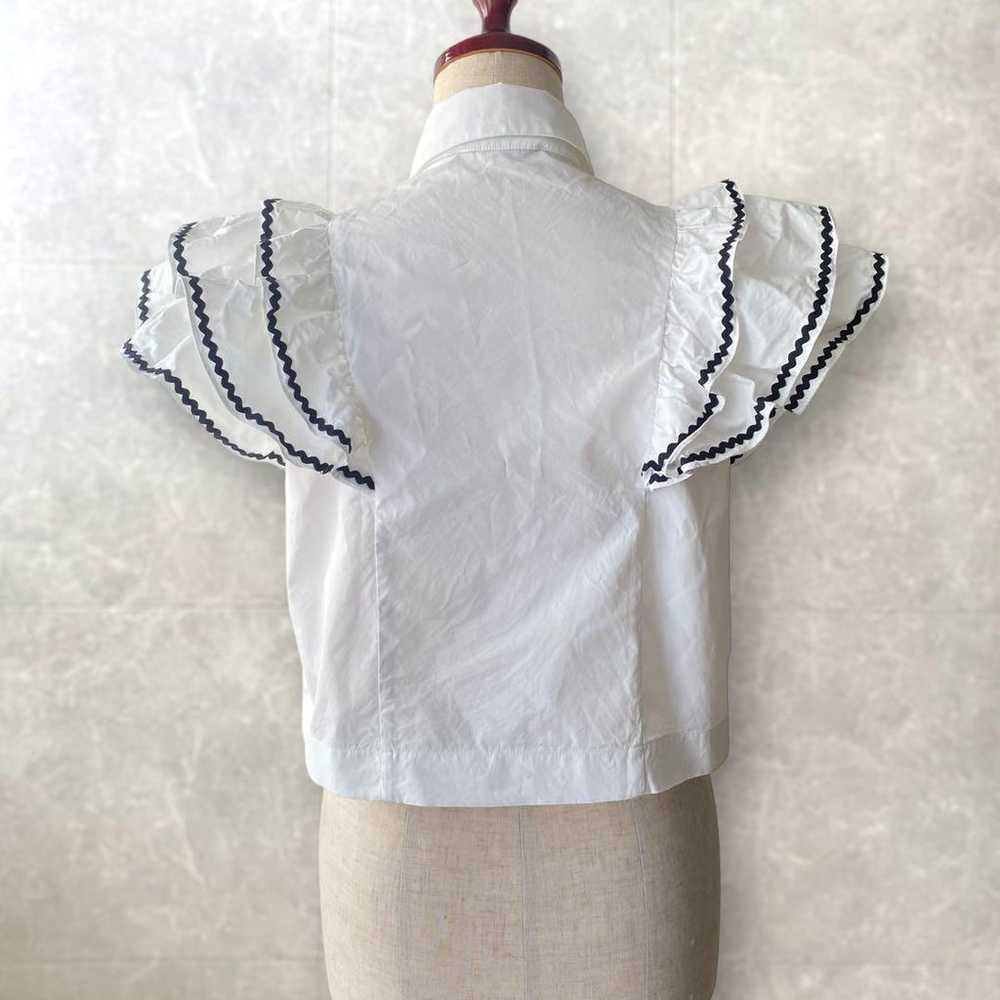 MAISON KITSUNE Frill Puff Top Blouse White - image 5