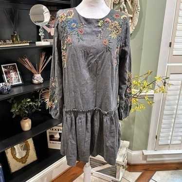 Zara Embroidered Floral Beaded Boho Long Sleeve Gr