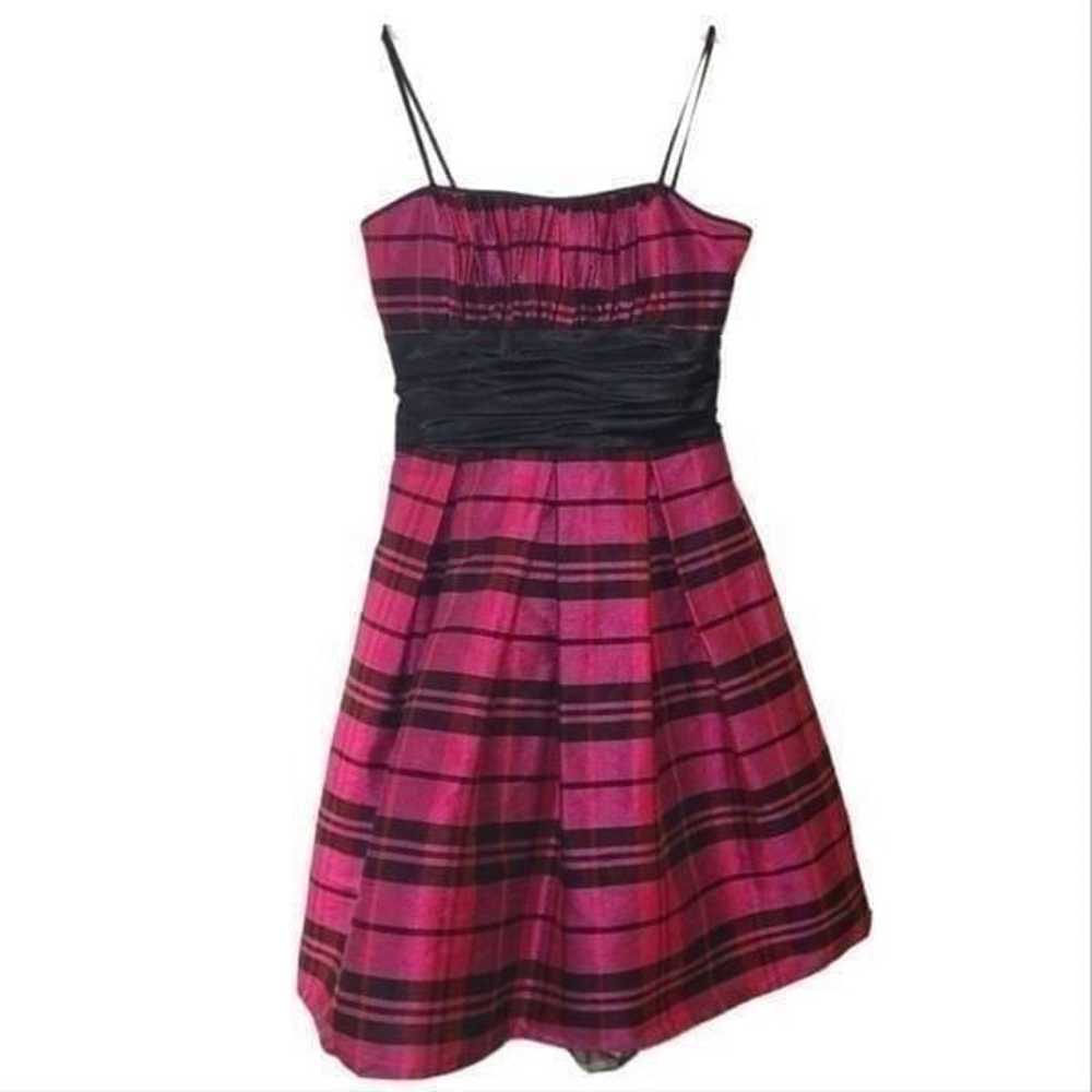 Morgan & Co Pink Plaid Taffeta Y2k Dress - image 1