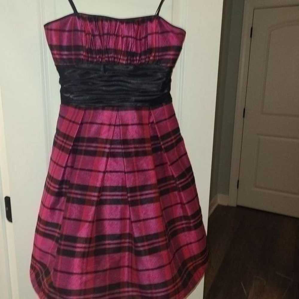 Morgan & Co Pink Plaid Taffeta Y2k Dress - image 4