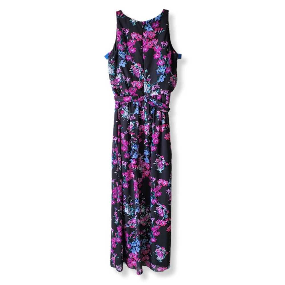 Chaps Sleeveless Maxi Column Dress 8 Black Floral… - image 4