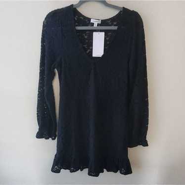 New crocheted black lace long sleeve dress size m - image 1