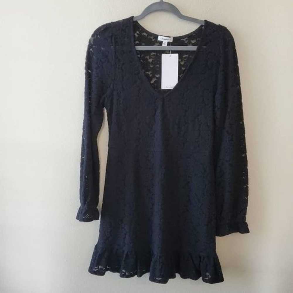 New crocheted black lace long sleeve dress size m - image 2