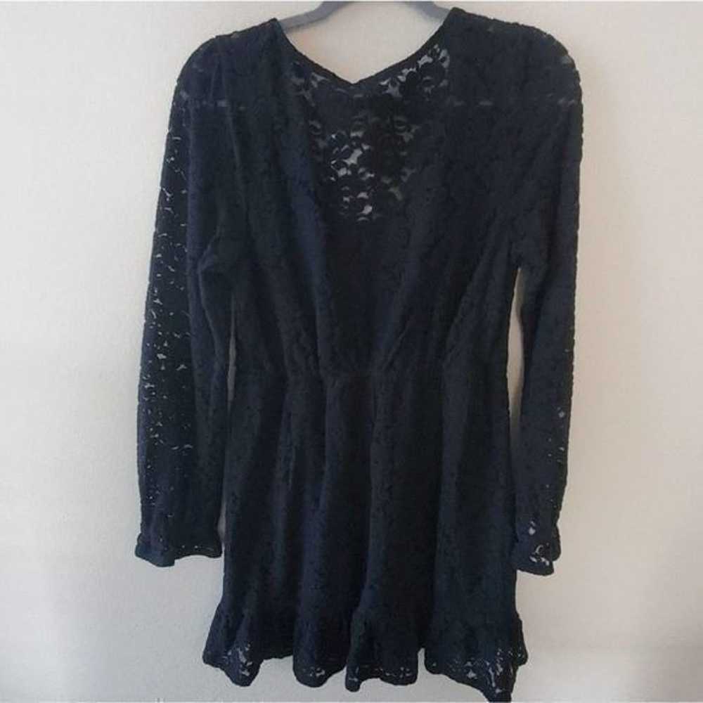 New crocheted black lace long sleeve dress size m - image 3