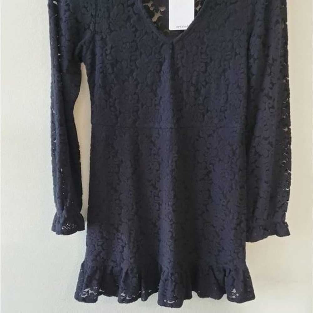 New crocheted black lace long sleeve dress size m - image 4