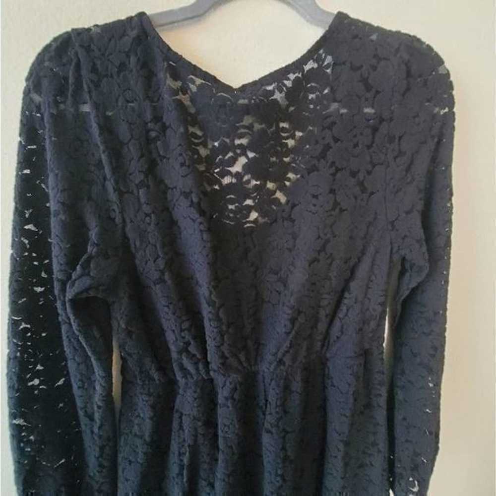 New crocheted black lace long sleeve dress size m - image 5