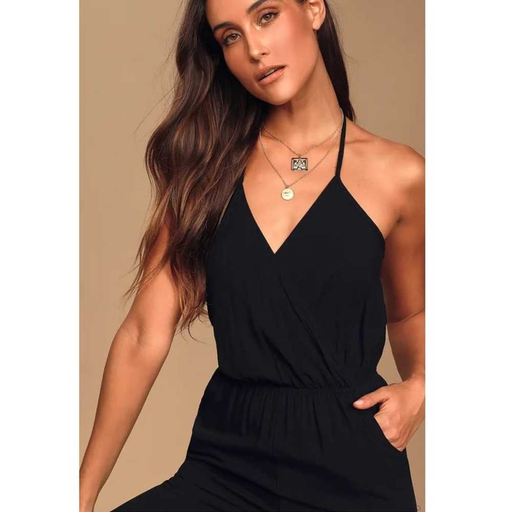 Lulus Sz M Learning To Fly Halter Jumpsuit Black … - image 10