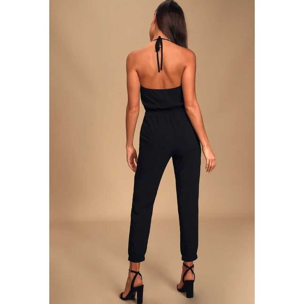 Lulus Sz M Learning To Fly Halter Jumpsuit Black … - image 2