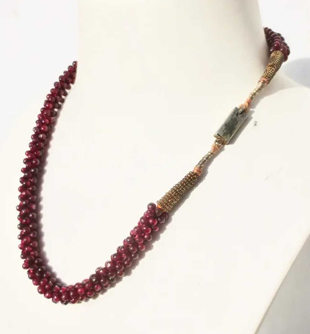 Czechoslovakian Garnet Necklace and Earrings circ… - image 3